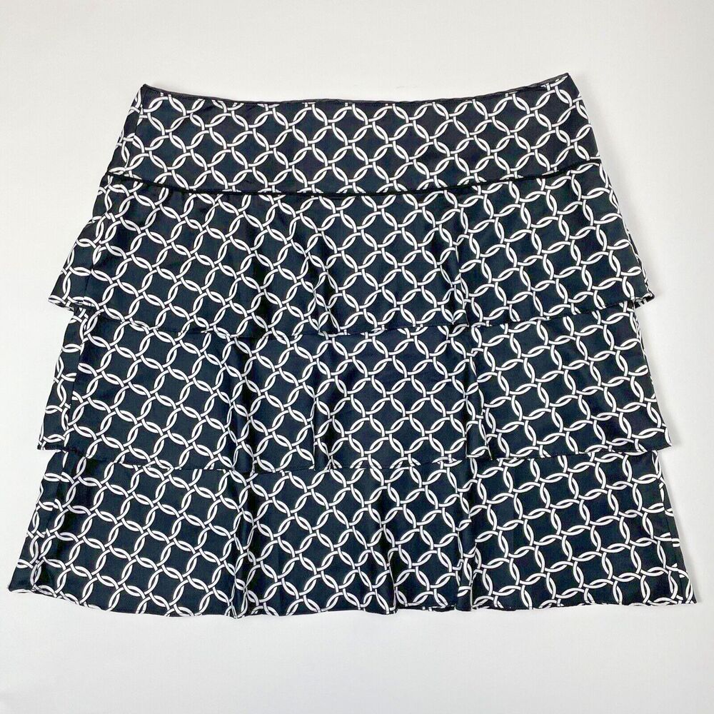 WHITE HOUSE BLACK MARKET Interlocking Ring 3-Tiered Swing Skirt Women’s Size 14